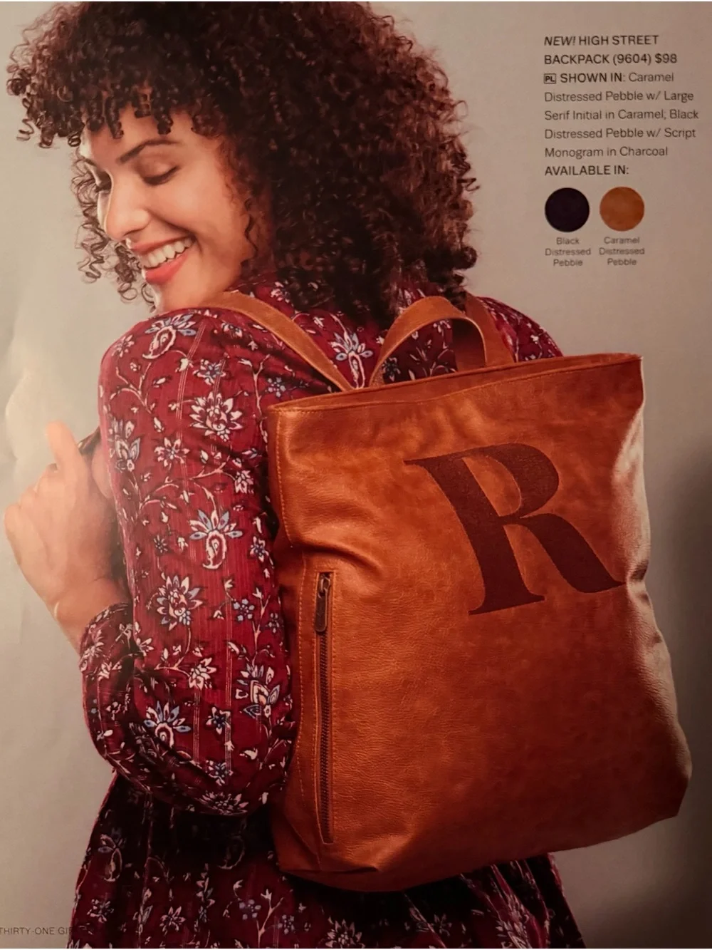 thirty-one High Street Backpack in Caramel Distressed Pebble